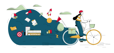 Illustration La Recyclerie des Forges et le programme objectif pro vélo main dans la main avec les entreprises